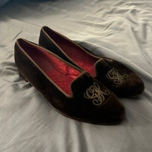 Brown velvet loafers slippers for men size 10.5